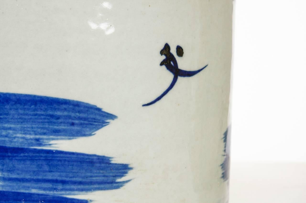 Pair of Chinese Blue and White Ceramic Brush Pots 3