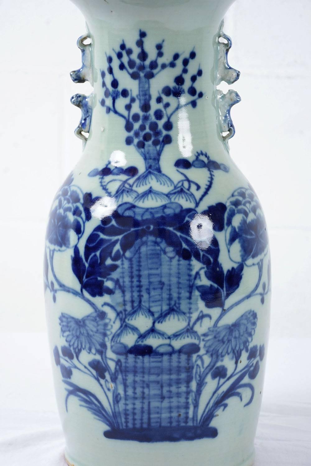 Pair of Chinese Blue and White Ceramic Vases 4