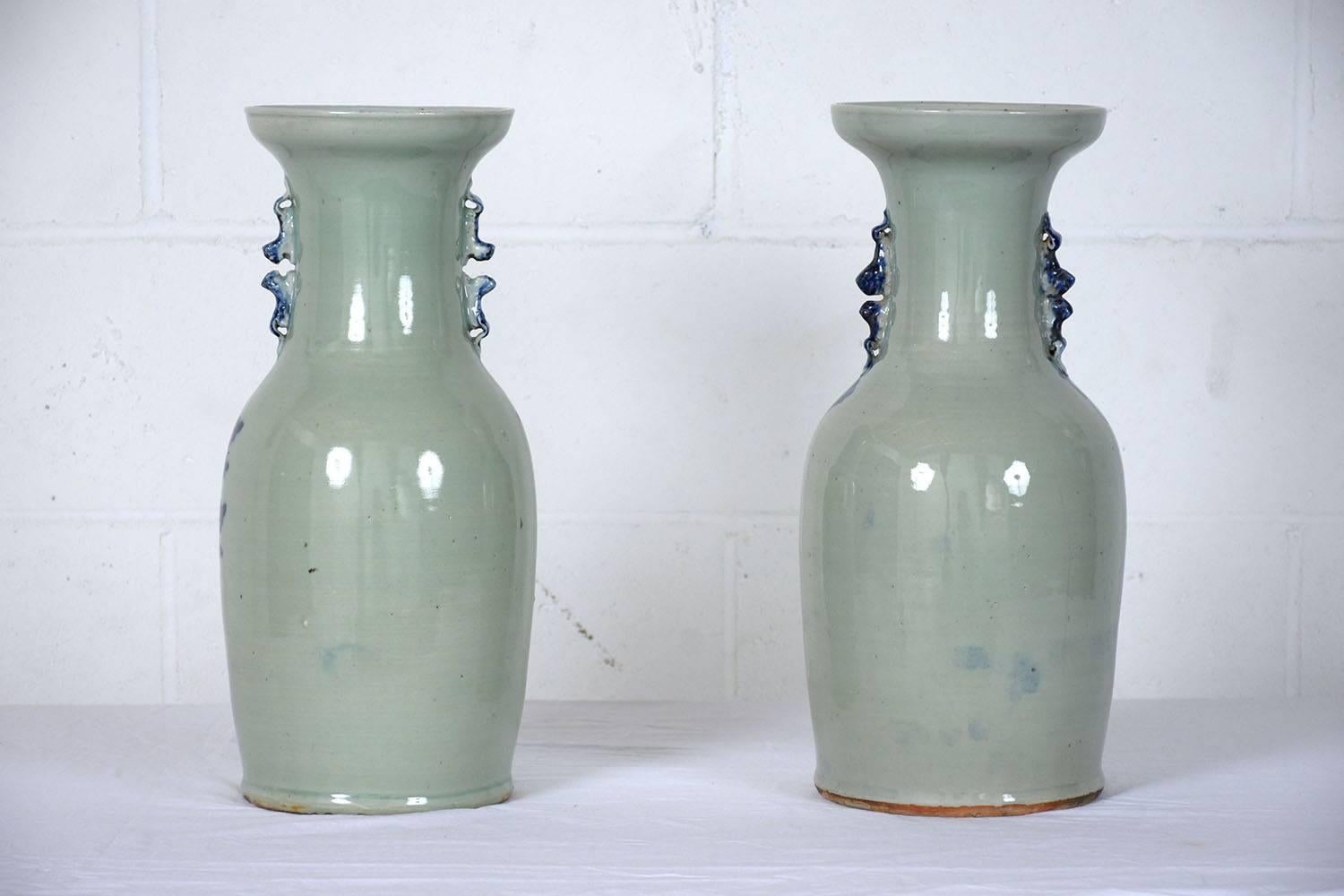 blue and white ceramic vases