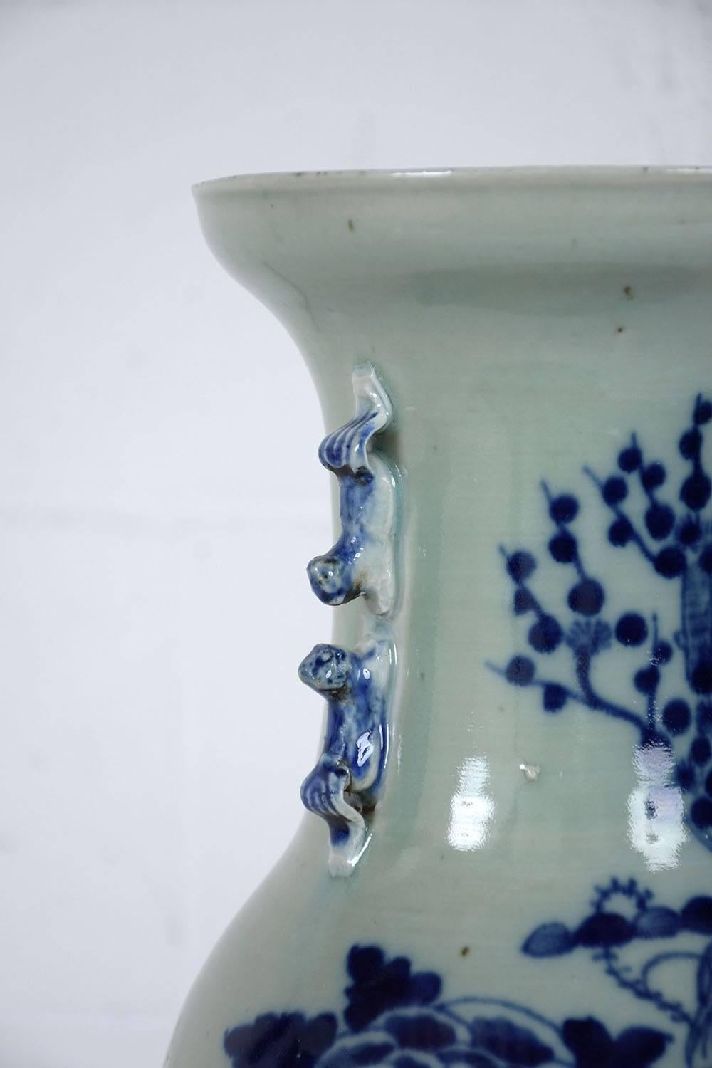 20th Century Pair of Chinese Blue and White Ceramic Vases