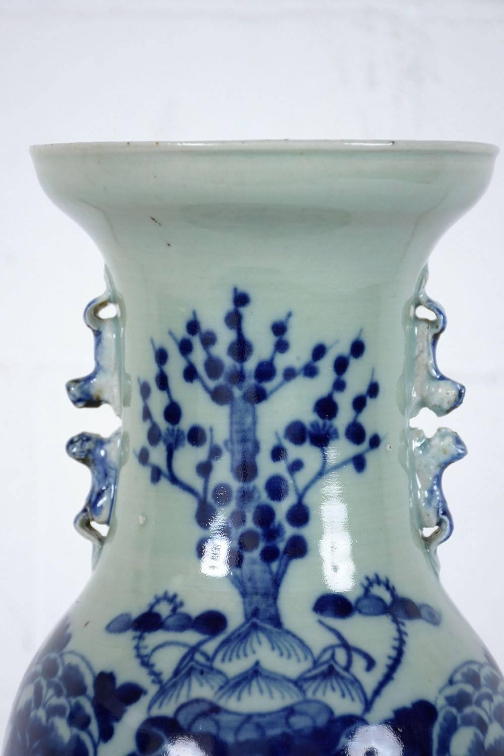 Pair of Chinese Blue and White Ceramic Vases 1