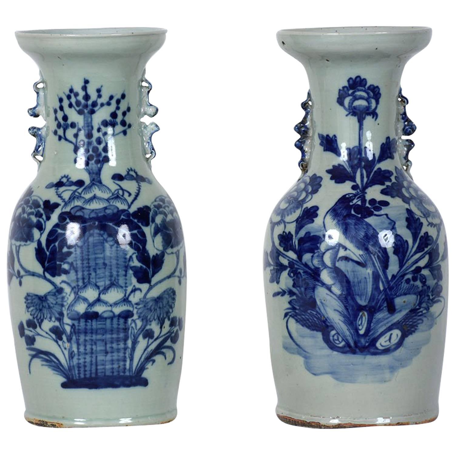 Pair of Chinese Blue and White Ceramic Vases
