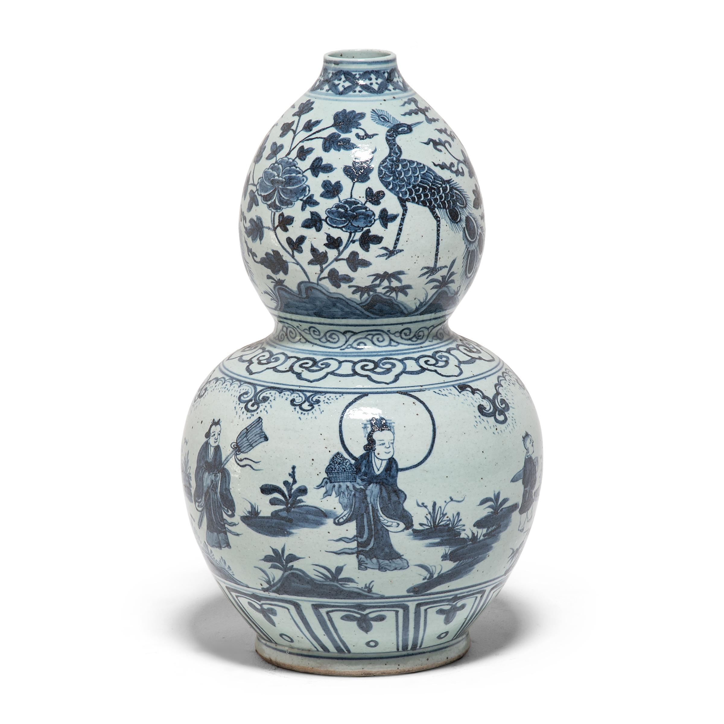 Pair of Chinese Blue and White Double Gourd Vases 3