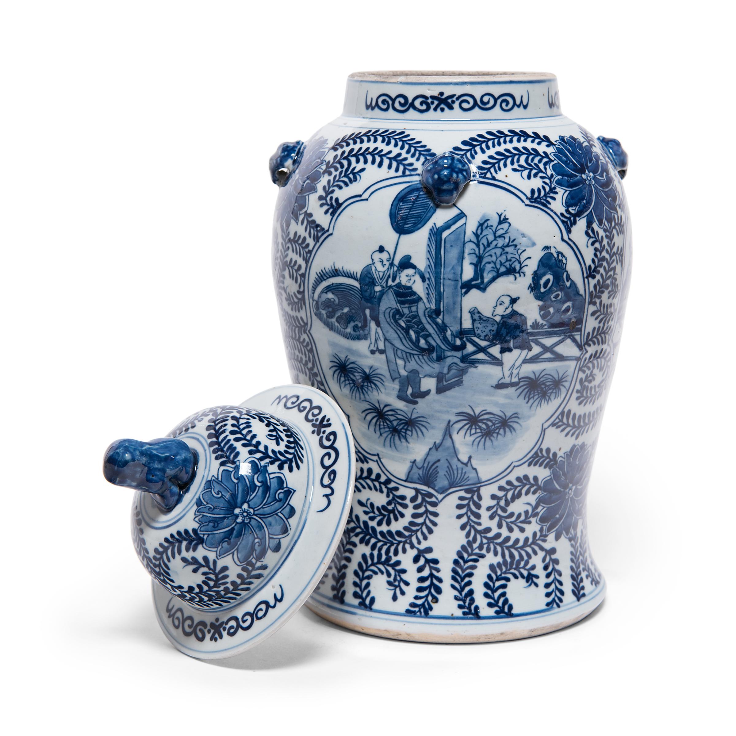 Contemporary Pair of Chinese Blue and White Garden Baluster Jars
