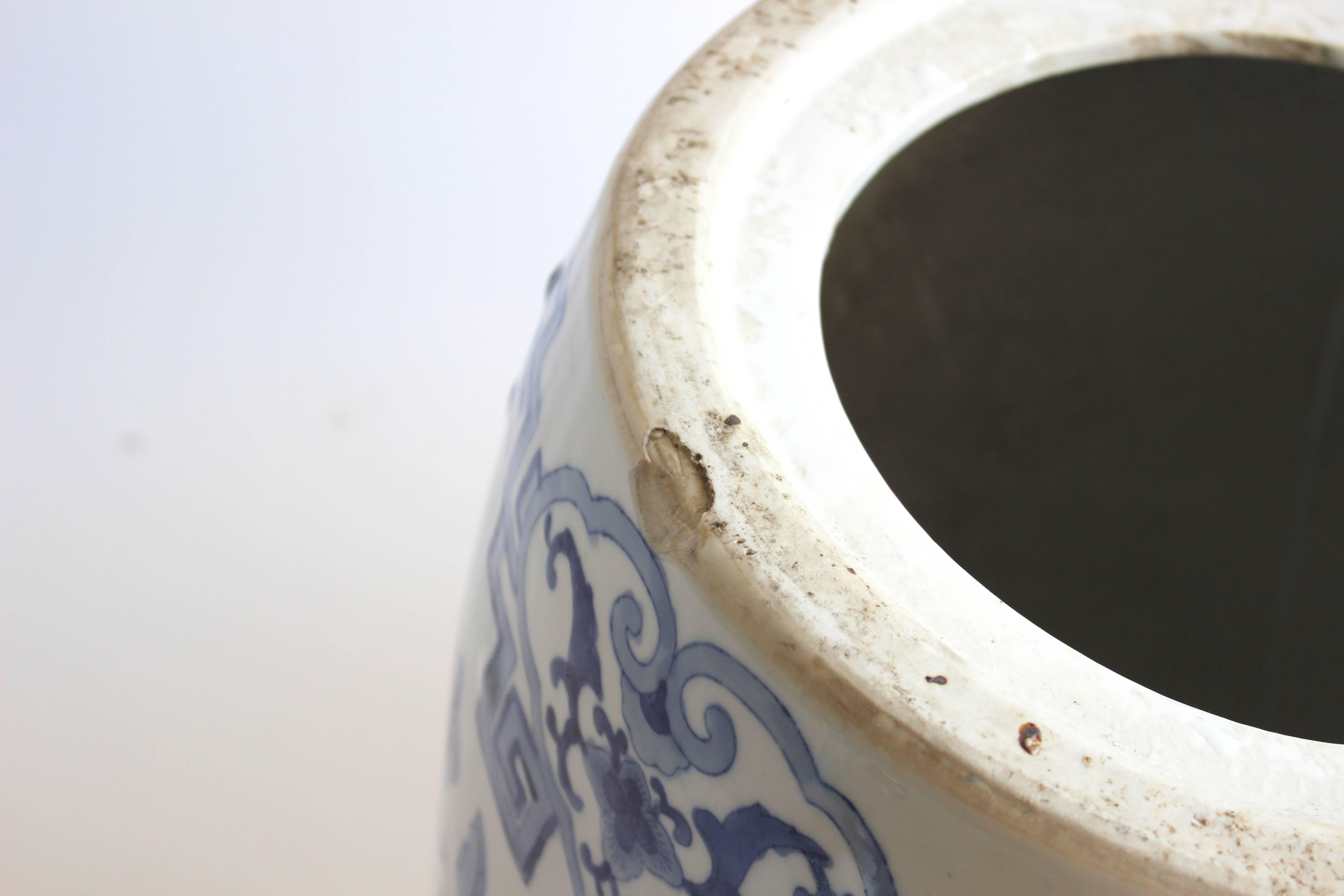 Paar chinesische Gartenhocker in Blau und Weiß 1