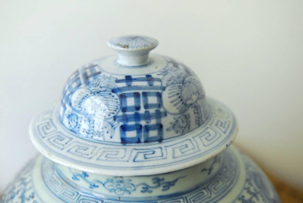 19th Century Pair of Chinese Blue and White Ginger Jar Vases