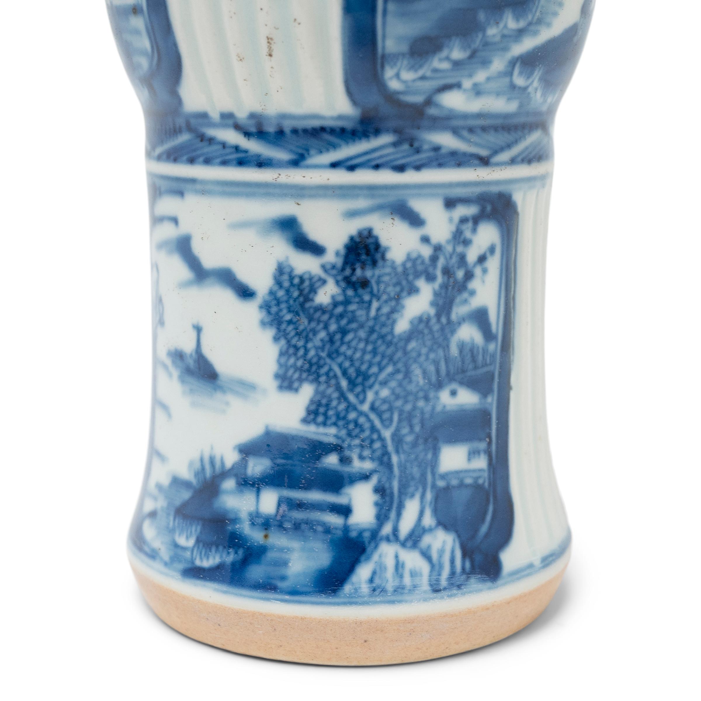 Pair of Chinese Blue and White Gu Vases, c. 1900 5