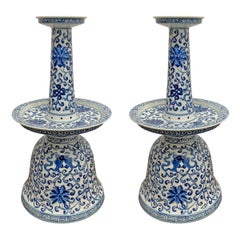 Pair of Chinese Blue and White Lamps