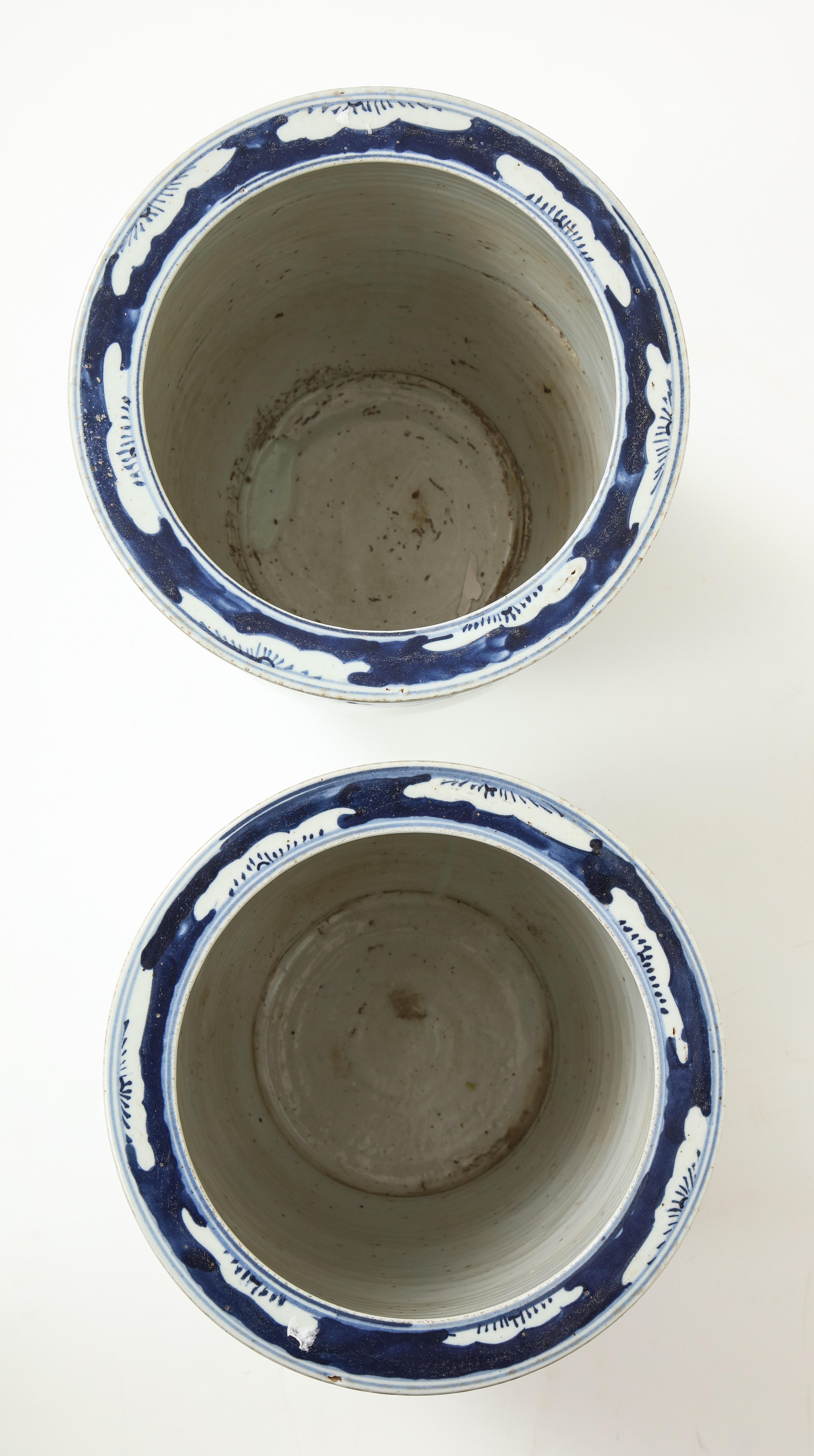 Pair of Chinese Blue and White Planters 7