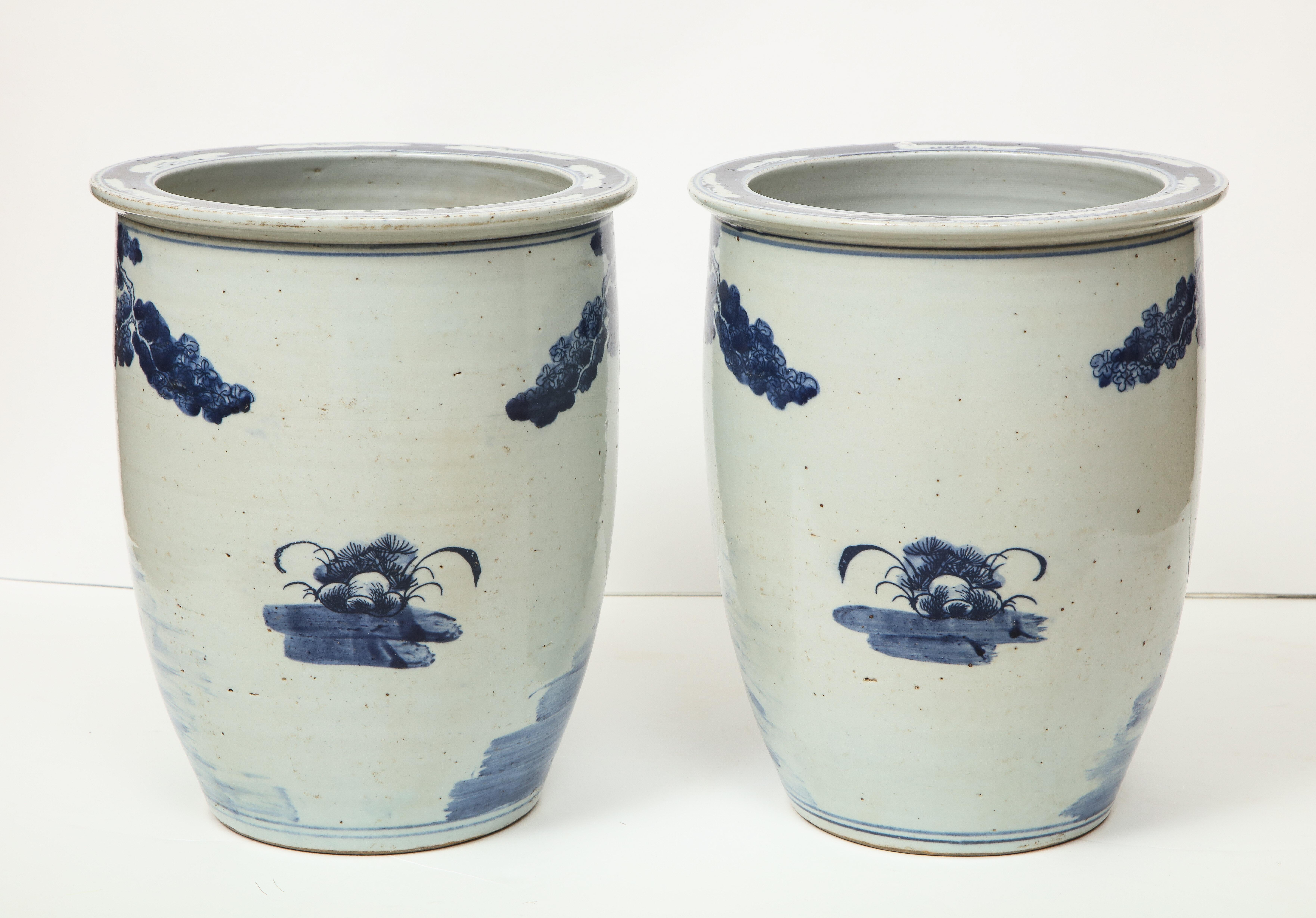 Pair of Chinese Blue and White Planters 2