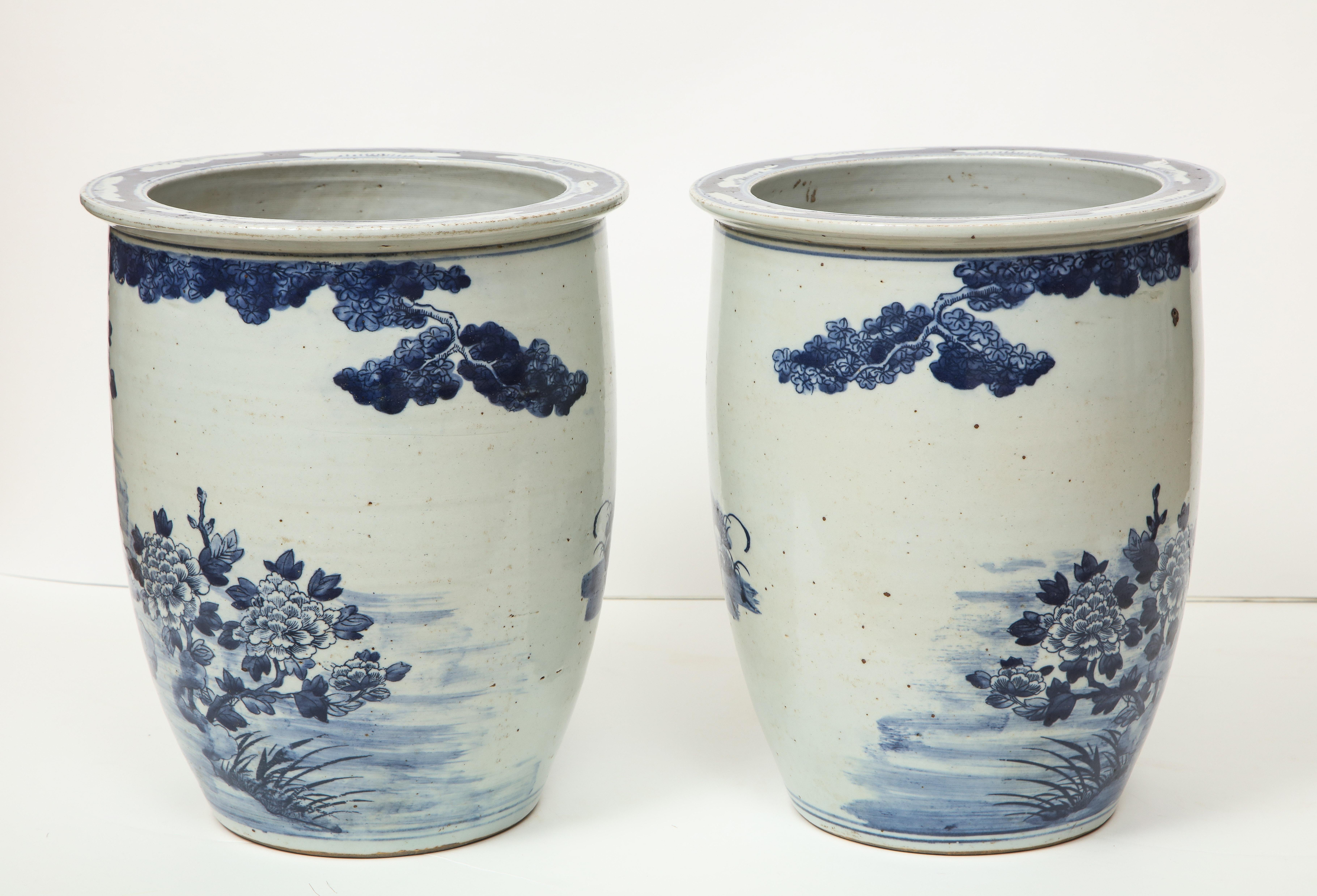Pair of Chinese Blue and White Planters 4