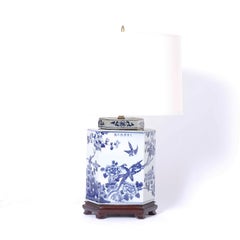 Pair of Chinese Blue and White Porcelain Hexagon Table Lamps