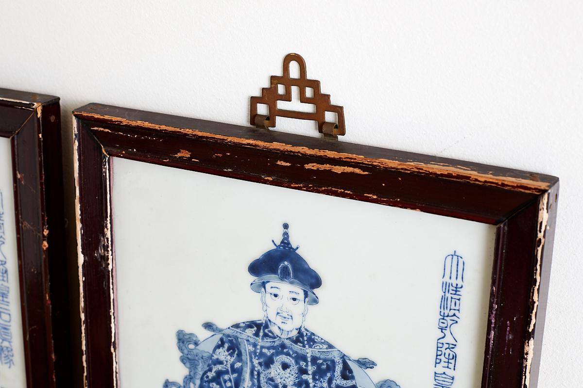 Pair of Chinese Blue and White Porcelain Plaques In Good Condition In Rio Vista, CA