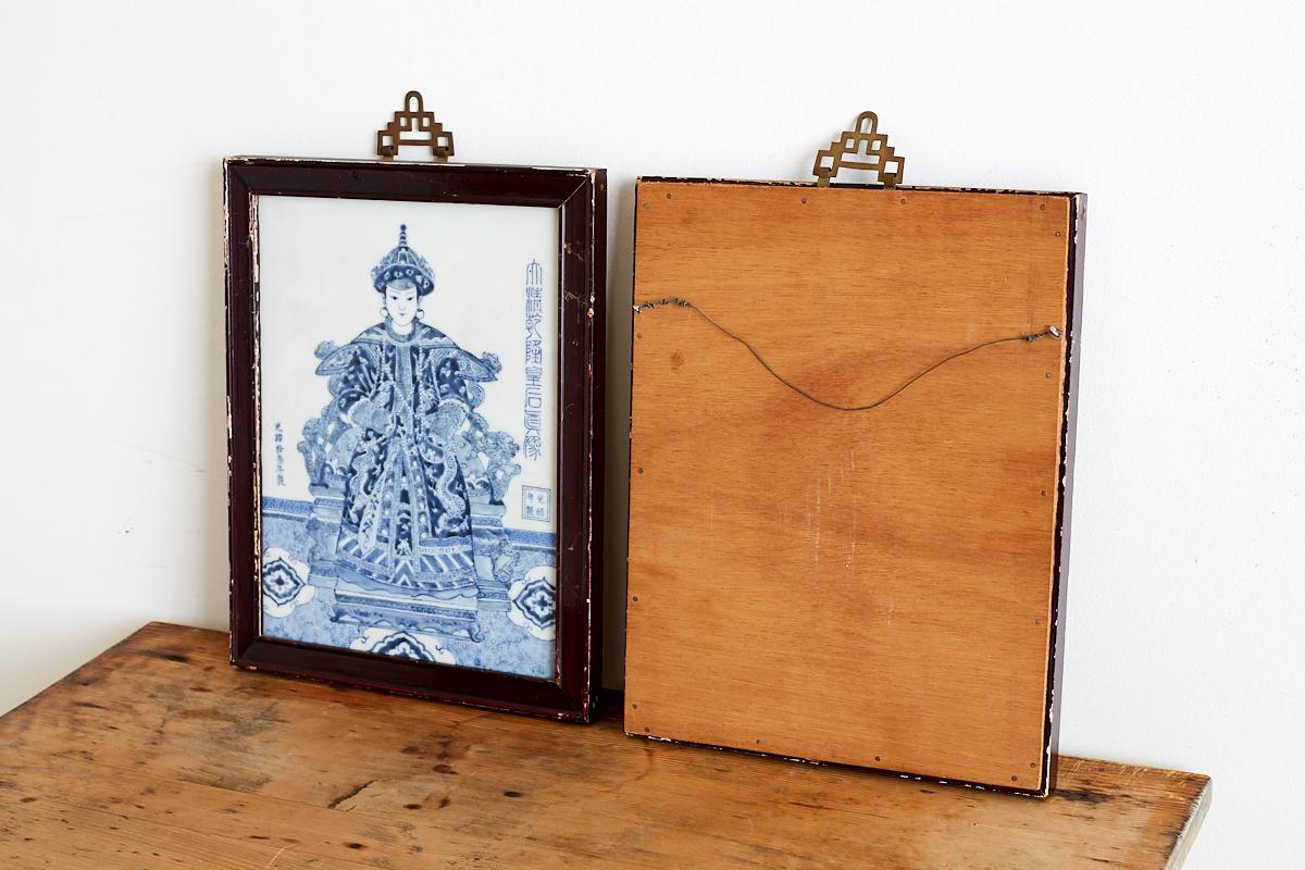 20th Century Pair of Chinese Blue and White Porcelain Plaques