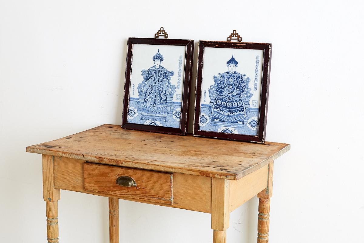 Pair of Chinese Blue and White Porcelain Plaques 1