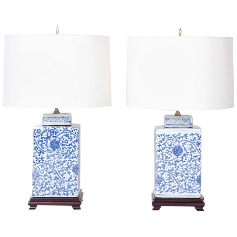White Porcelain Table Lamps, Chinese Vase Table Lamps