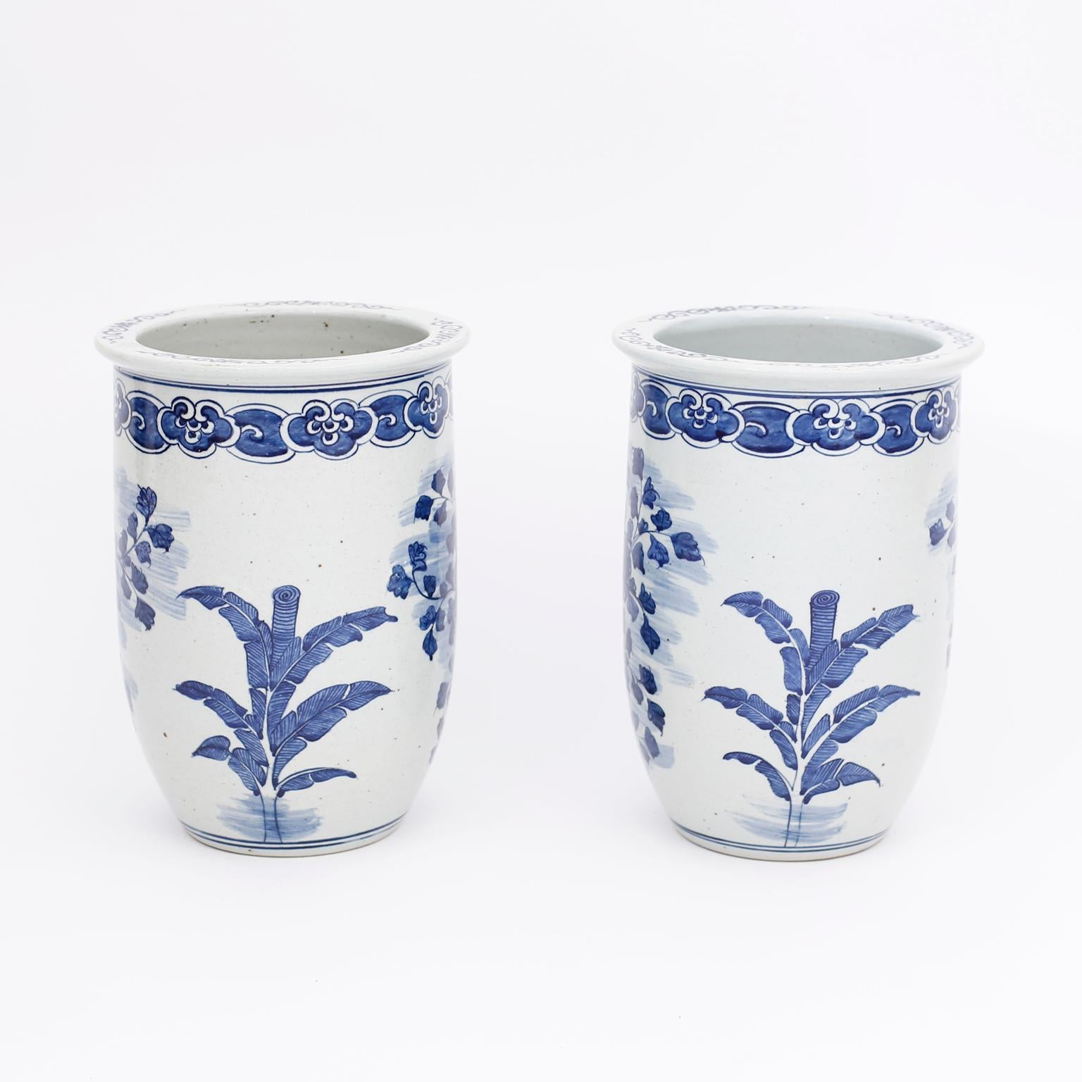 Chinese Export Pair of Chinese Blue and White Porcelain Vases