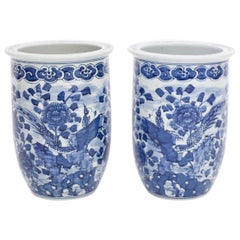 Pair of Chinese Blue and White Porcelain Vases