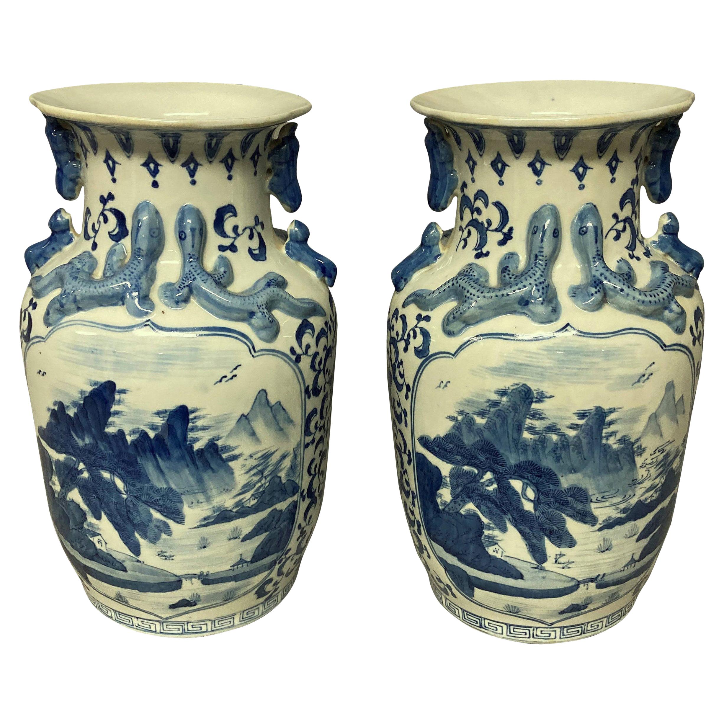 Pair of Chinese Blue and White Porcelain Vases For Sale at 1stDibs — free download