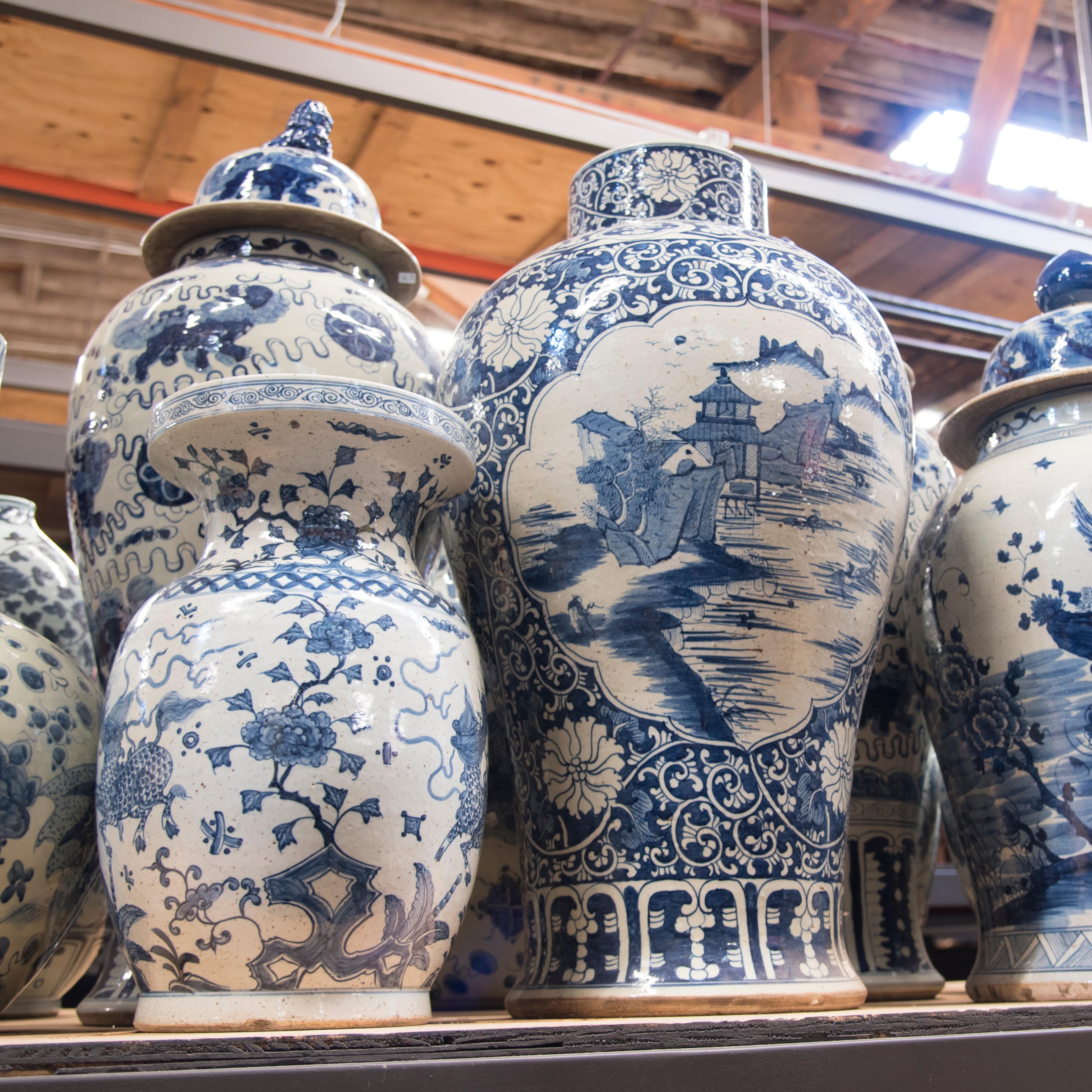Pair of Chinese Blue and White Qilin Vases, c. 1900 For Sale 5