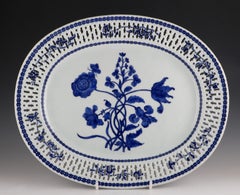 Pr of Chinese Export Porcelain Blue and White Reticulated Dishes Qianlong, C1750