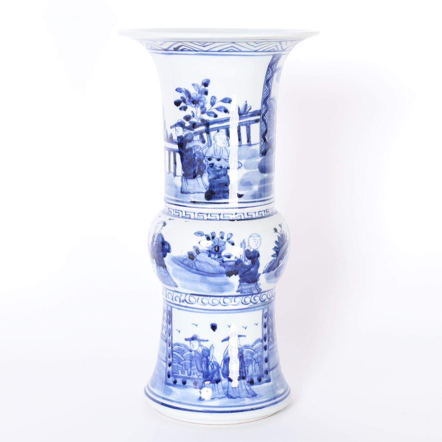 Chinese Export Pair of Chinese Blue and White Vases