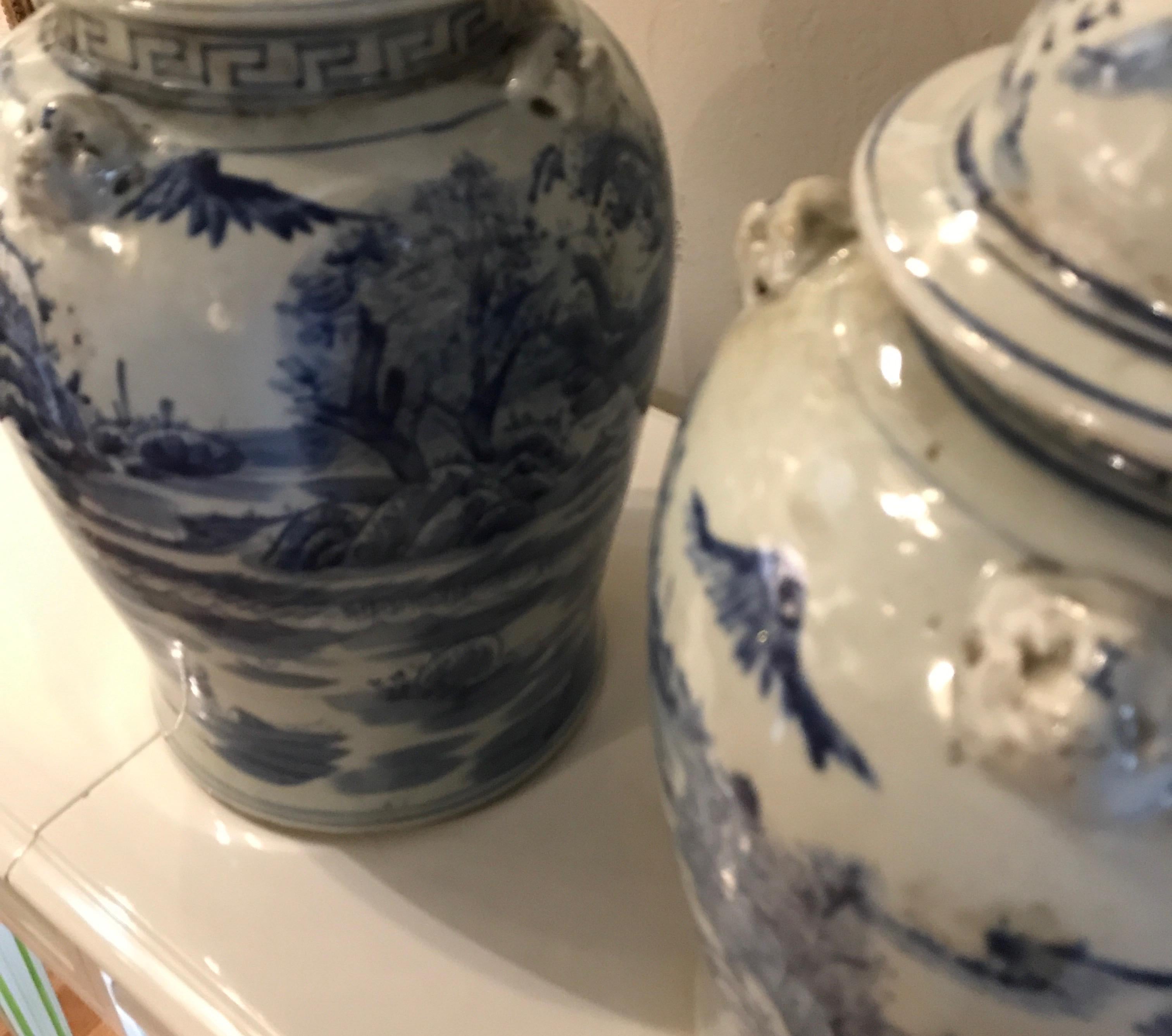 Pair of Chinese Blue and White Ginger Jars In Good Condition In West Palm Beach, FL