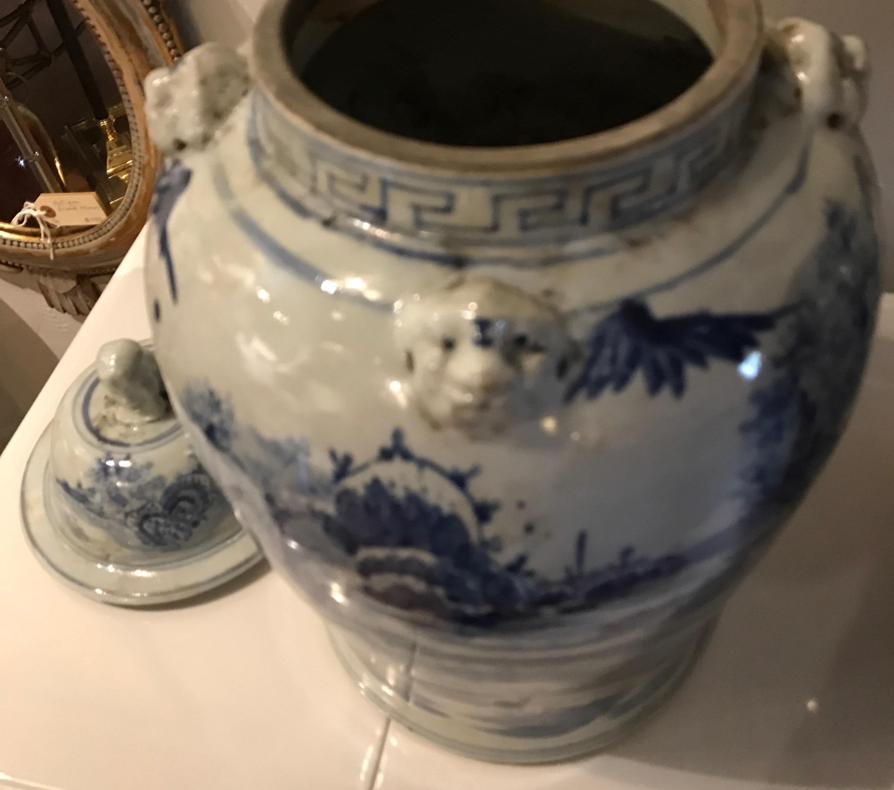 20th Century Pair of Chinese Blue and White Ginger Jars