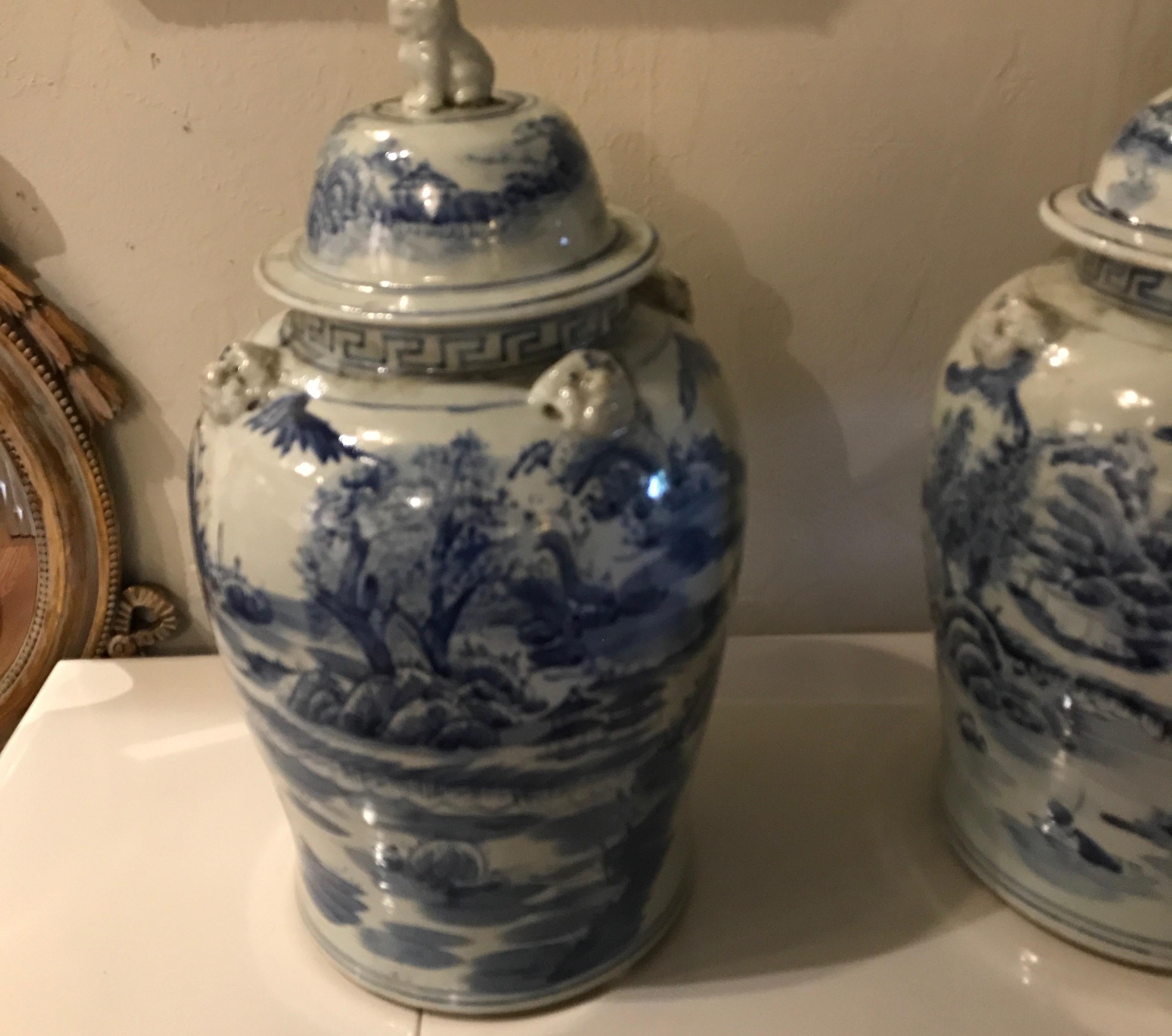 Pair of Chinese Blue and White Ginger Jars 1
