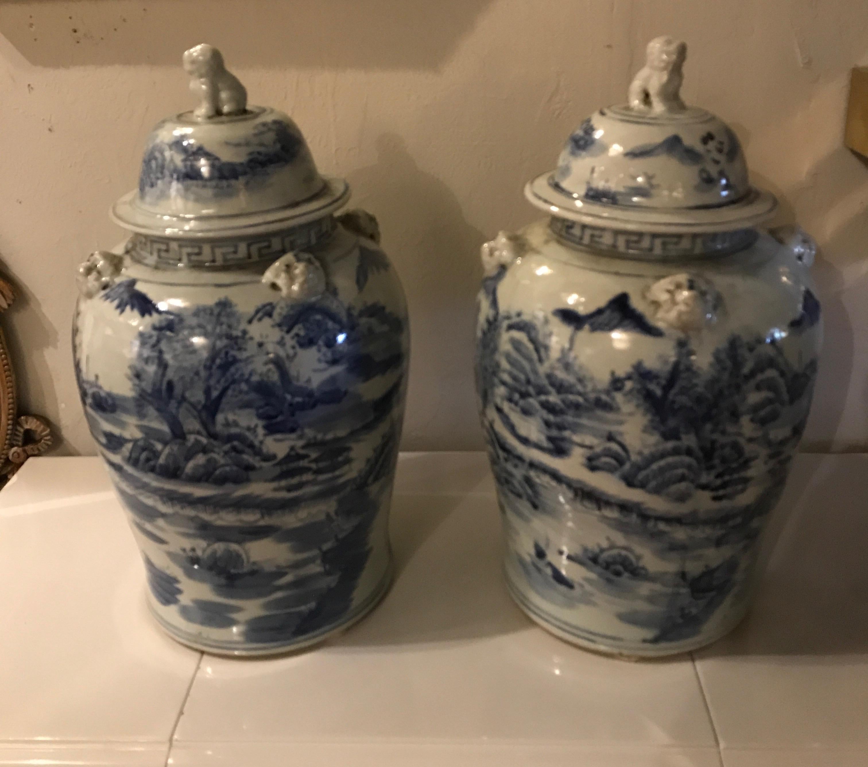 Pair of Chinese Blue and White Ginger Jars 2