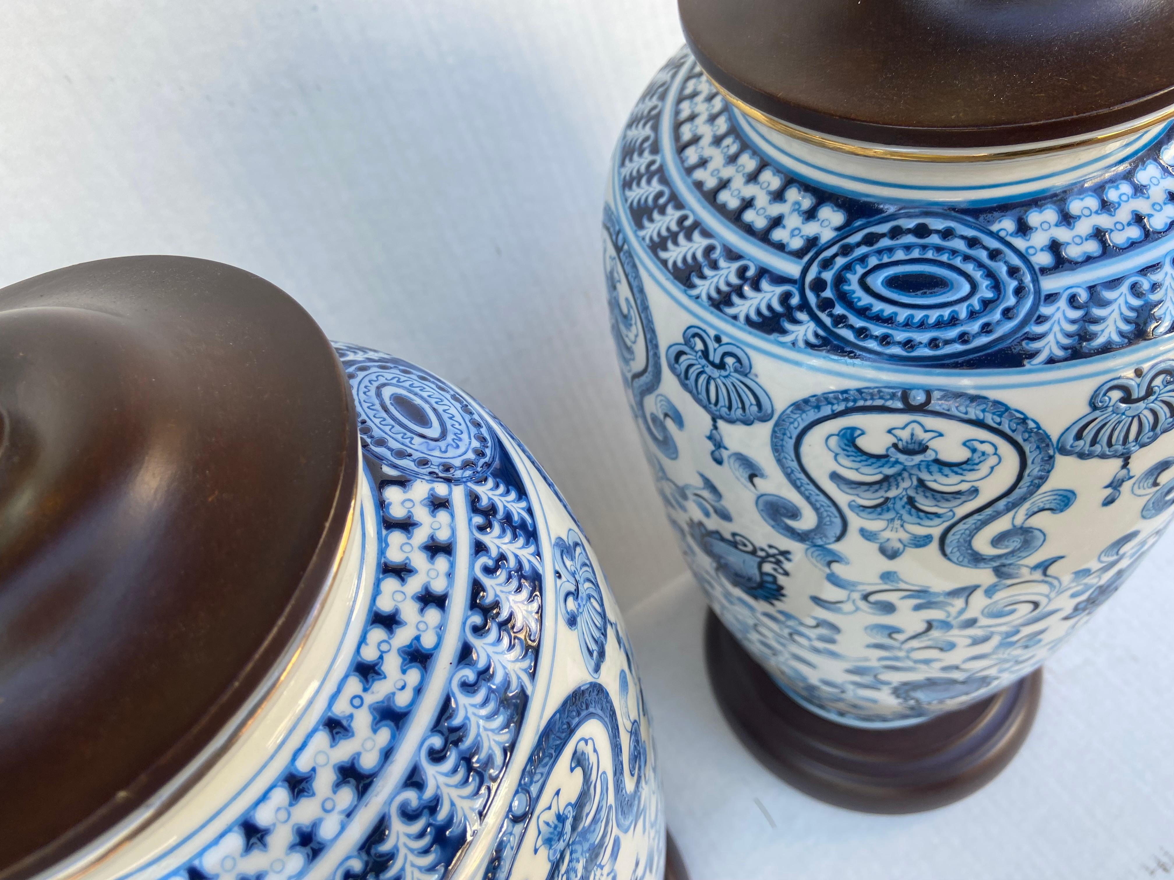 oriental blue and white porcelain lamps