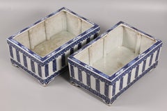 pair of Chinese blue & white porcelain planters, 18th c.