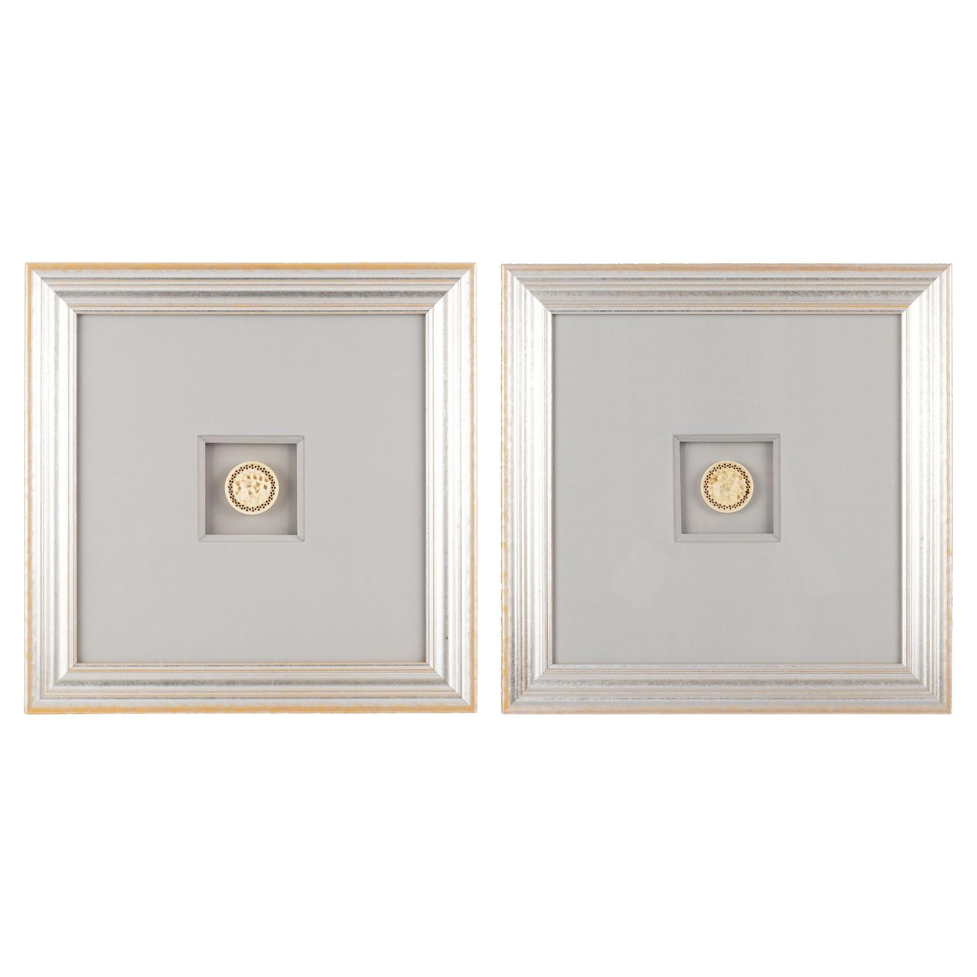 Pair of Chinese bone game pieces, c. 1820