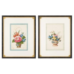 Pair of Chinese botanical paintings by Sunqua, c. 1800-50