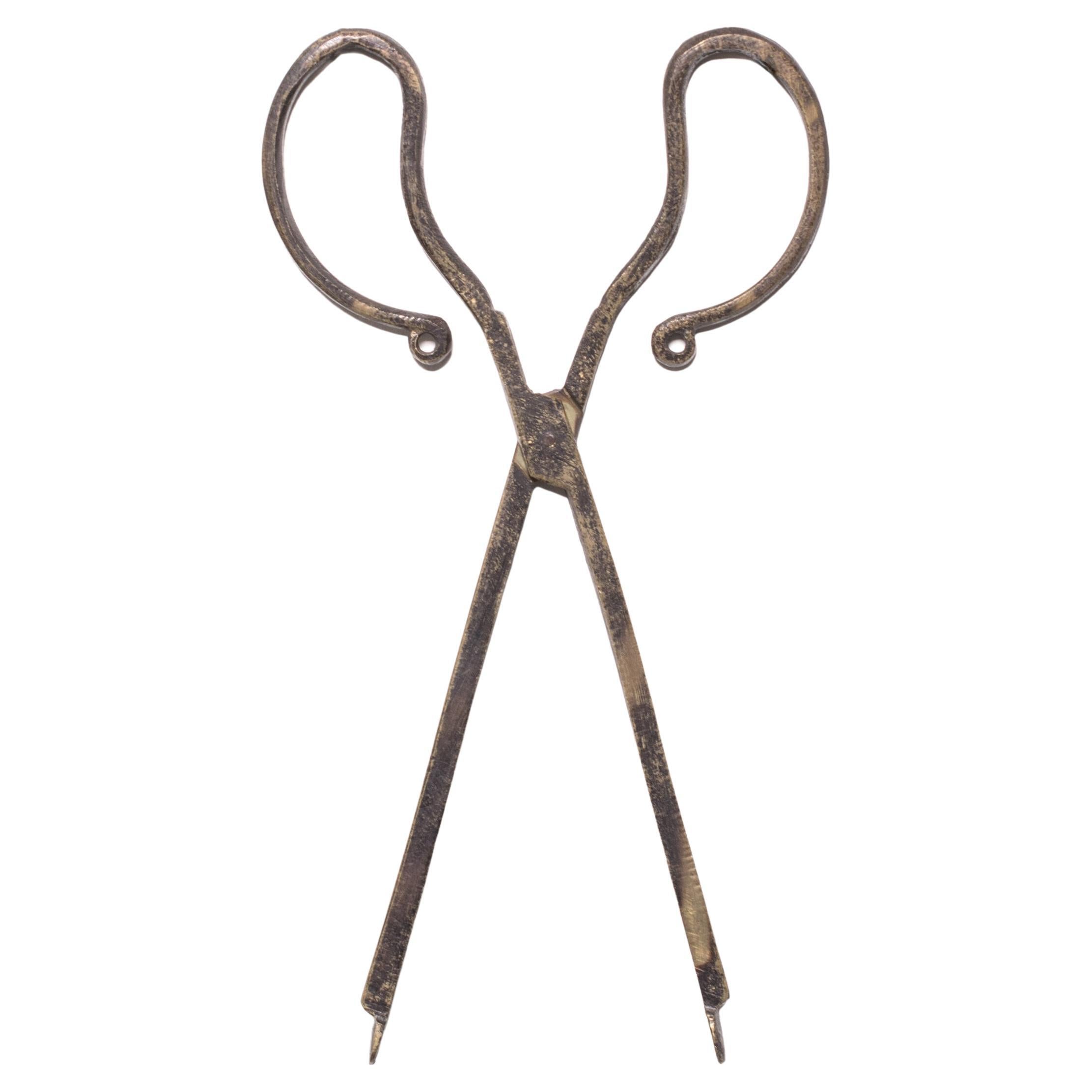 Pair of Chinese Brass Brazier Tongs, c. 1850 For Sale