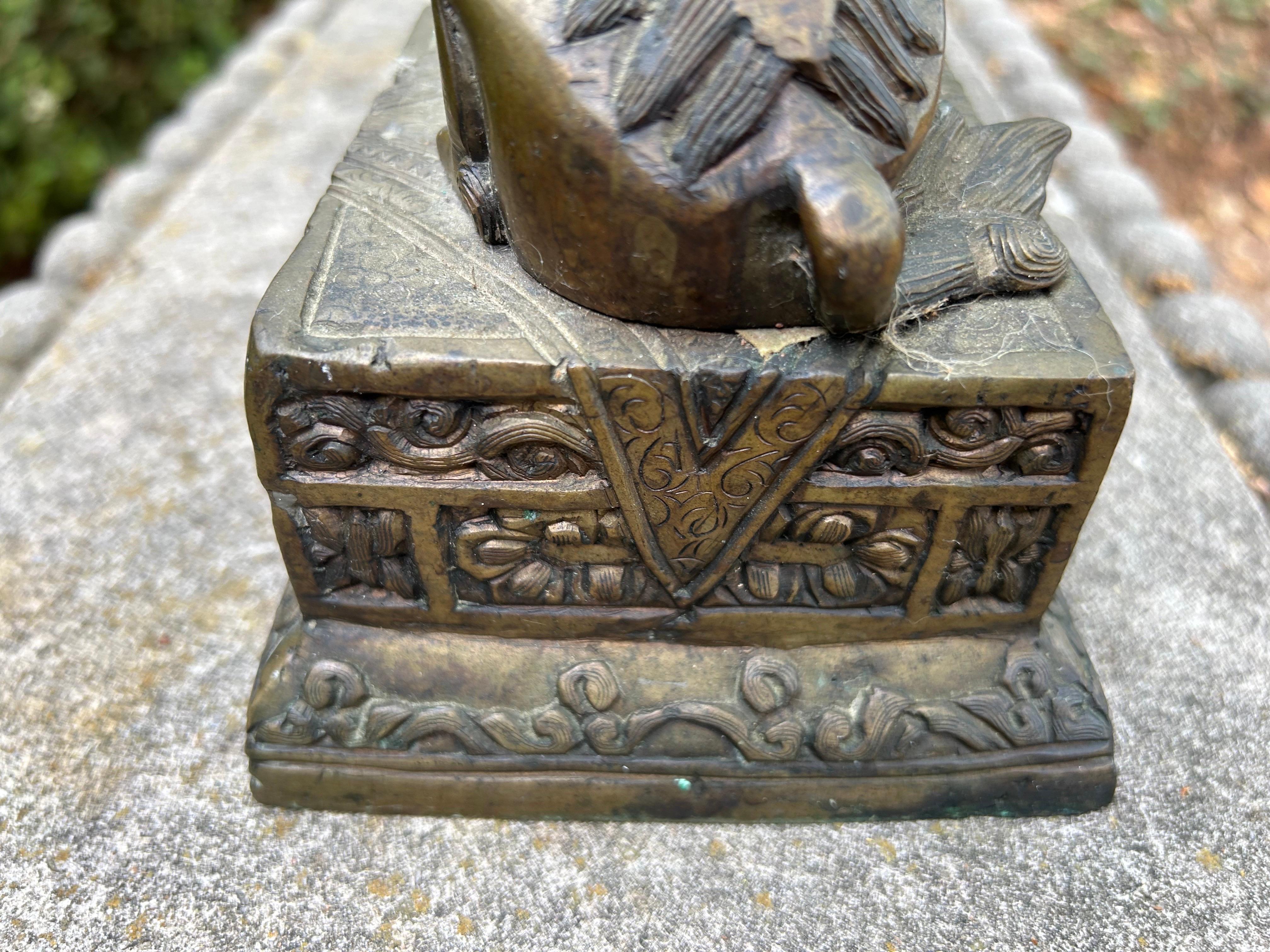 Pair Of Chinese Brass Foo Dogs For Sale 2