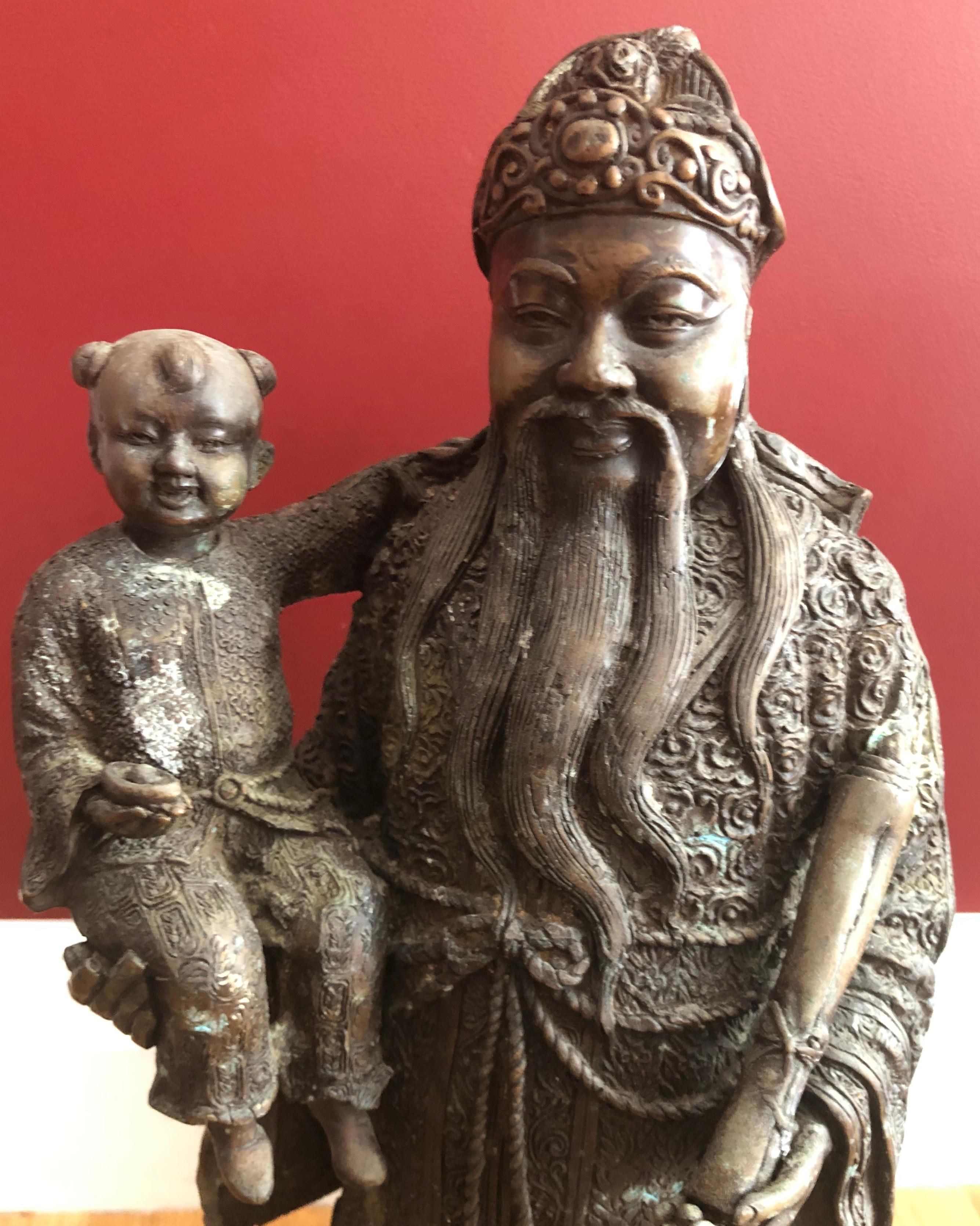 Pair of Chinese Bronze Deity Figures, 20th Century For Sale 3