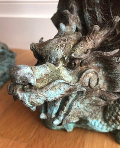 Pareja de figuras de deidades chinas de bronce, Siglo XX