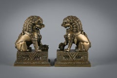 Pair of Chinese Bronze Foo Dogs, circa 1860