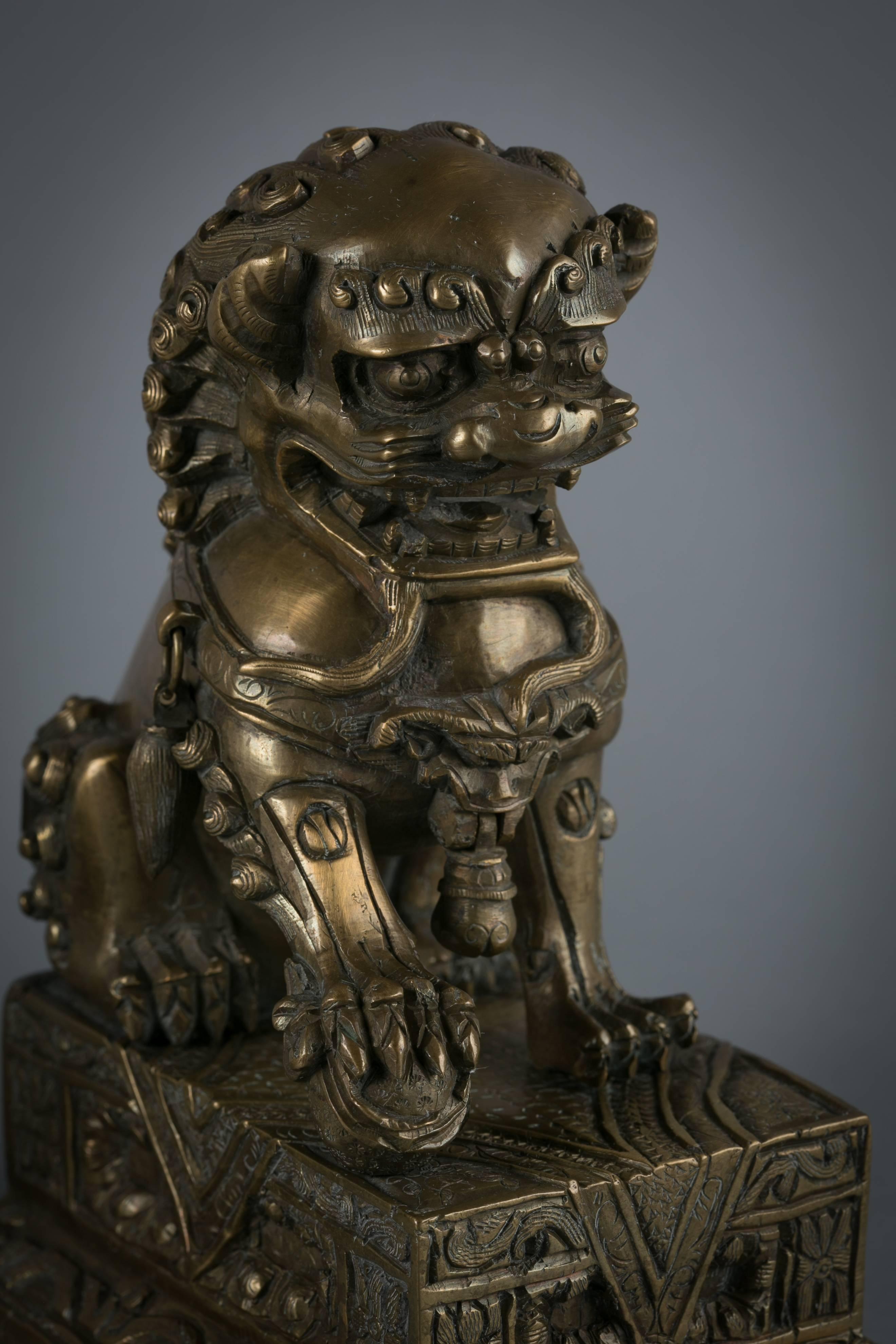 antique bronze foo dogs