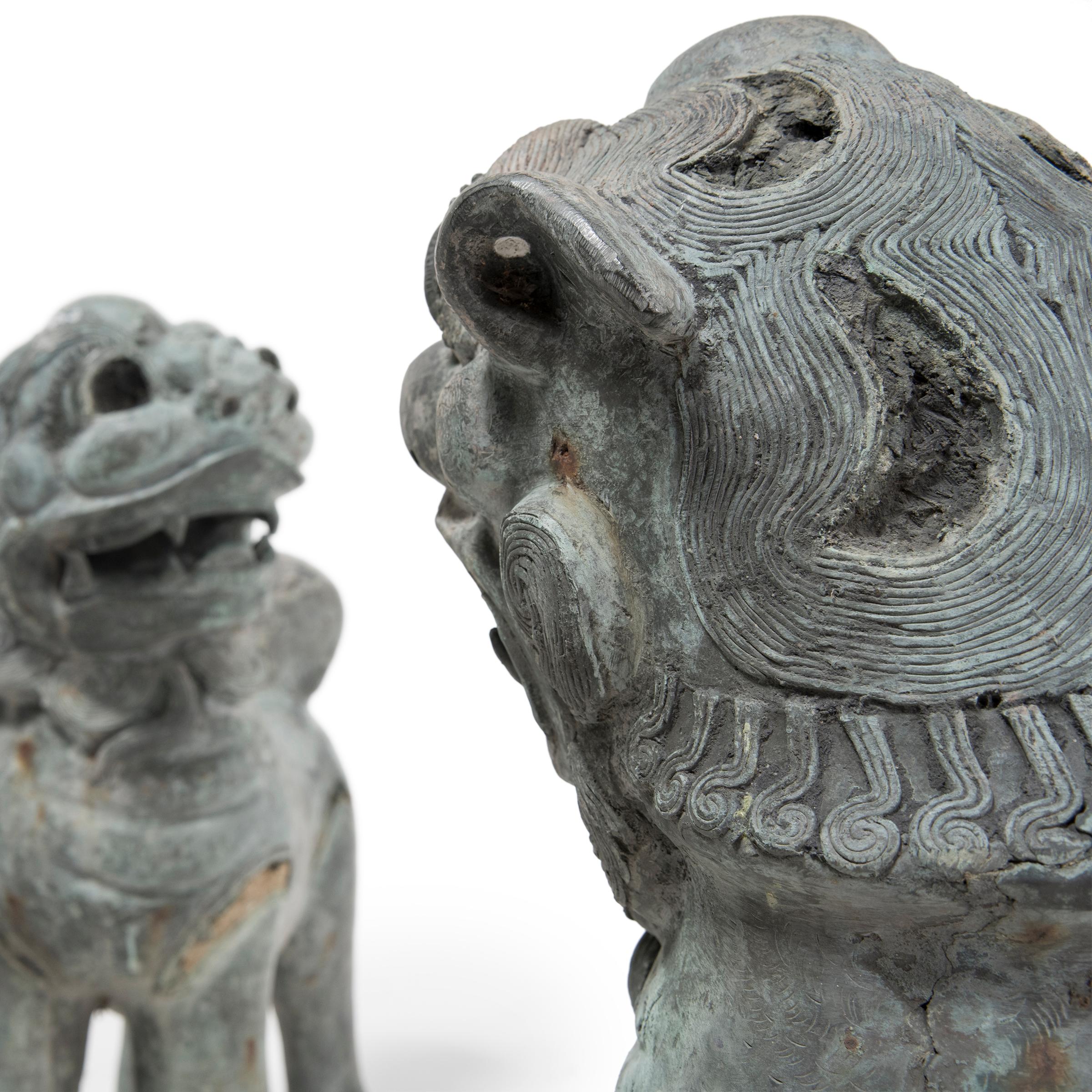 Pair of Chinese Bronze Fu Lion Guardians, c. 1850 1