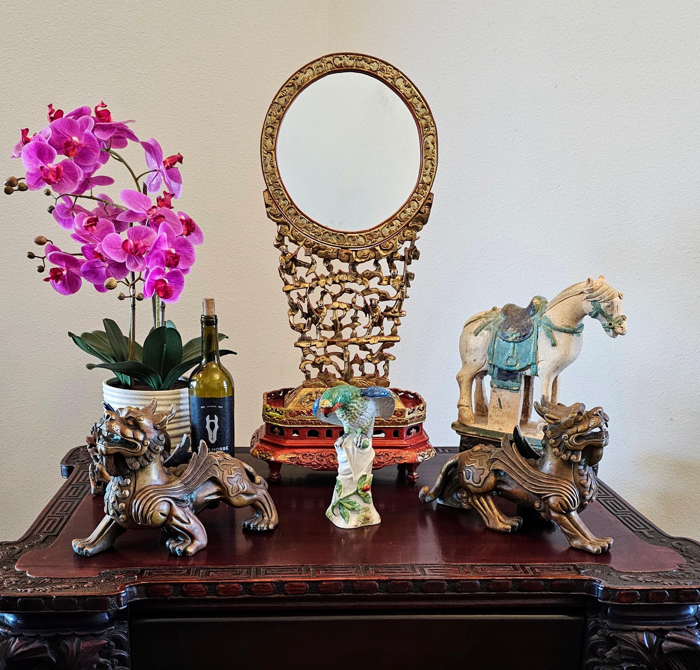Paar chinesische Bronze Pixiu geflügelte Löwenfigur Feng Shui Mythische Tierstatue aus Bronze, Pixiu im Angebot 12