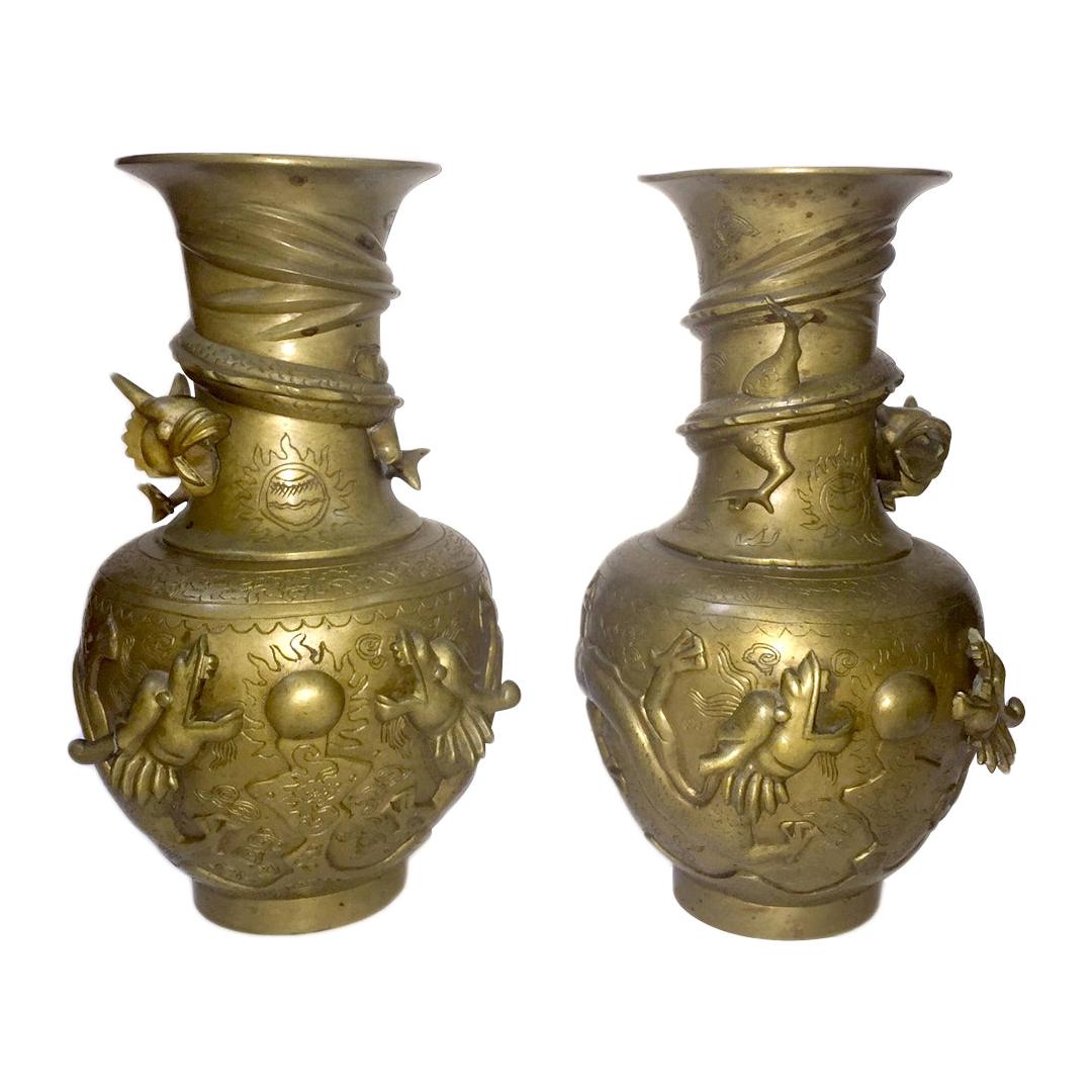 Pair of Chinese Bronze Vases