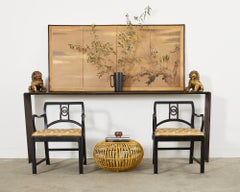 Pair of Chinese Bronzed Metal Buddhist Temple Foo Dogs Lions