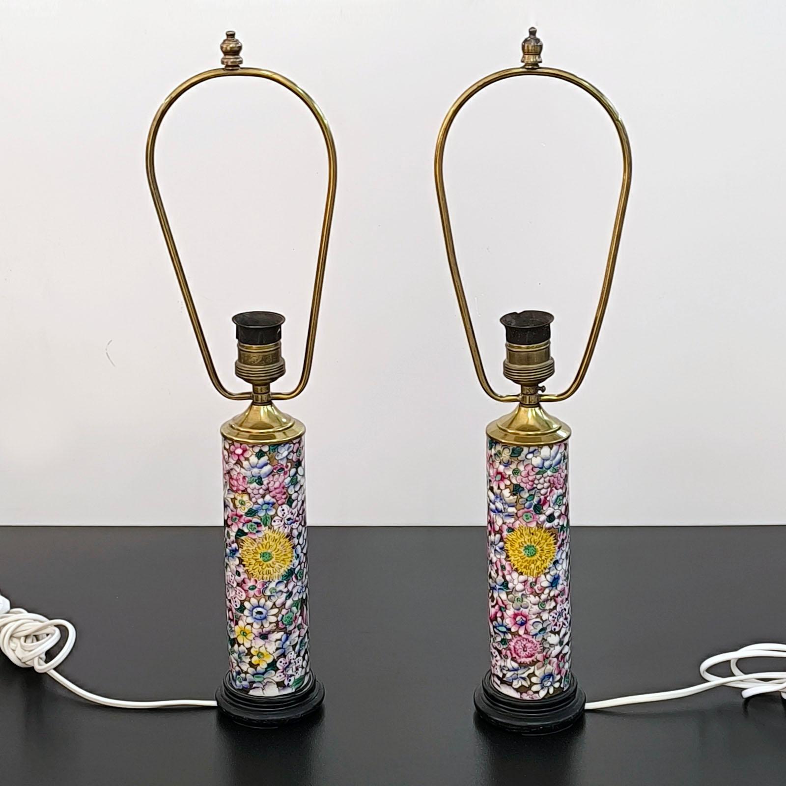 Mid-Century Modern Pair of Chinese Bruh Vases Made into Table Lamps For Sale
