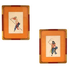 Vintage Pair of Chinese Caricature Prints, Framed, 20thC