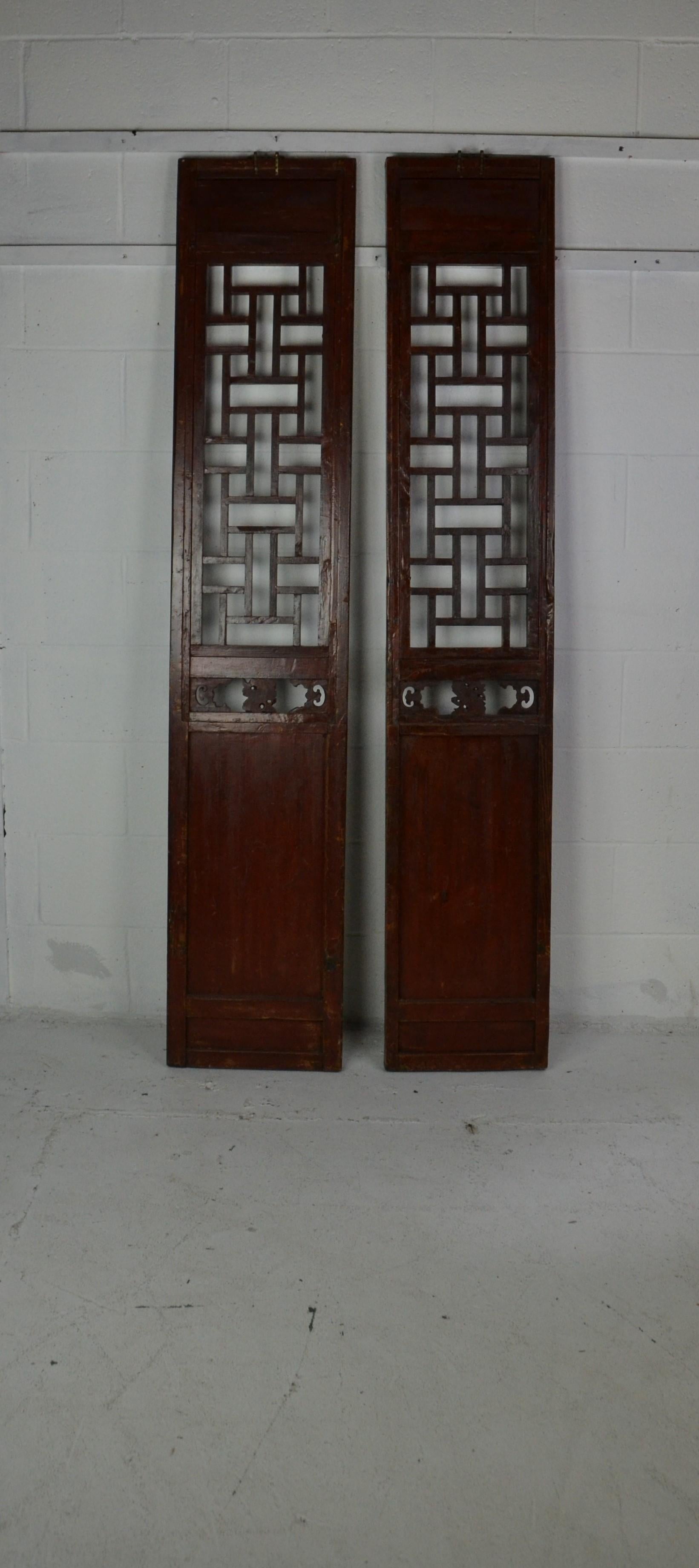 Late 19th Century Pair of Chinese Carved and Painted Panels For Sale