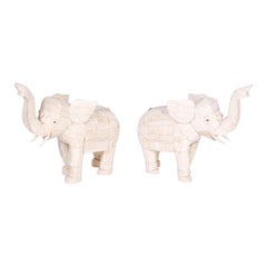Pair of Chinese Carved Bone Elephants