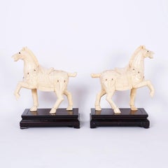 Pair of Chinese Carved Bone Horses