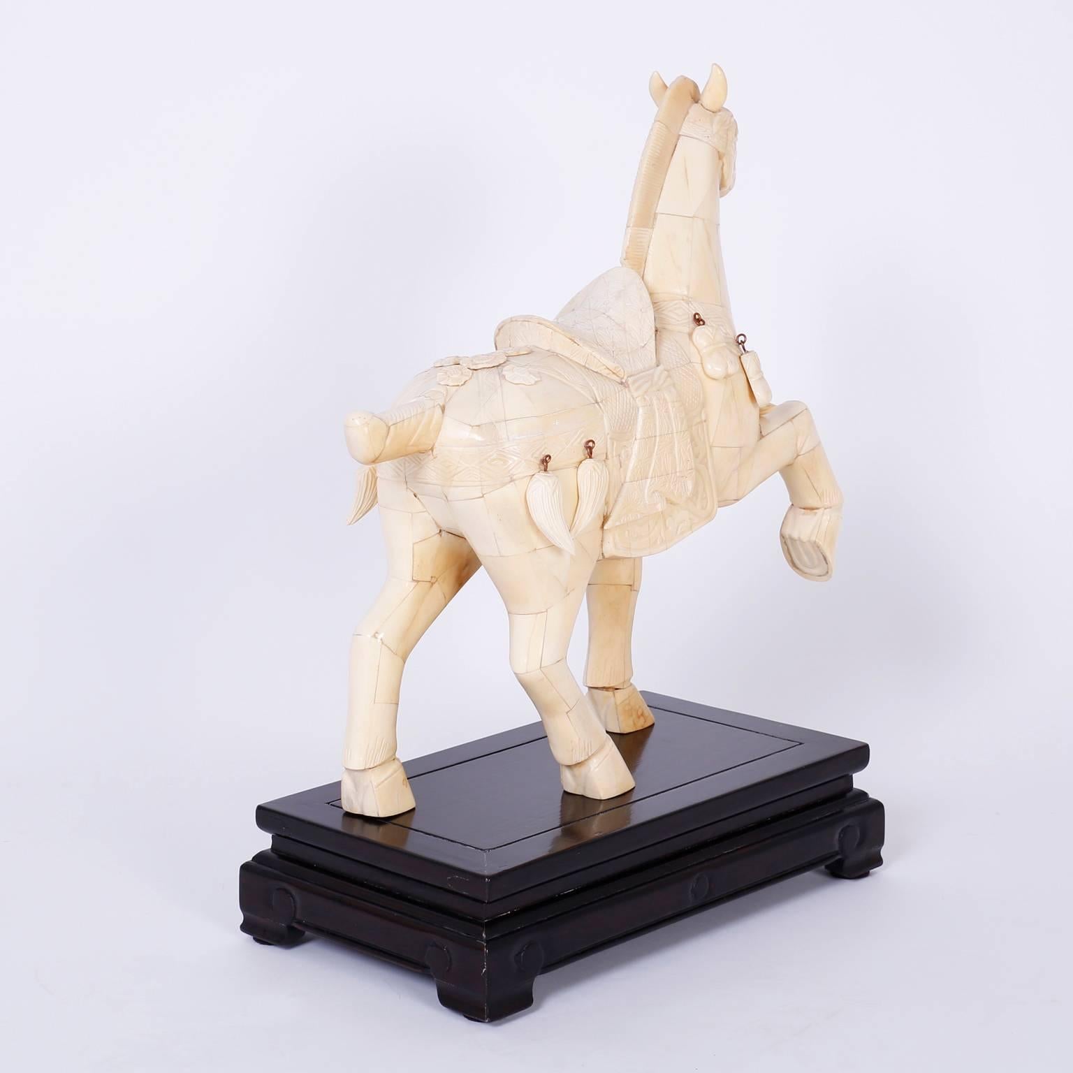 Pair of Chinese Carved Bone Horses 2